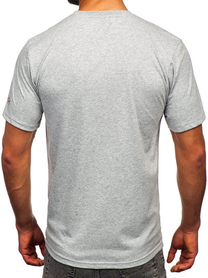 Bolf Herren Baumwoll T-Shirt mit Motiv Grau  14739