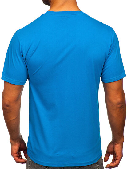 Bolf Herren Baumwoll T-Shirt mit Motiv Mittelblau  143000