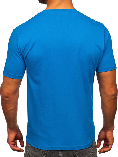 Bolf Herren Baumwoll T-Shirt mit Motiv Mittelblau  5035