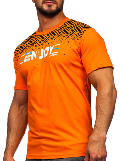 Bolf Herren Baumwoll T-Shirt mit Motiv Orange  14720