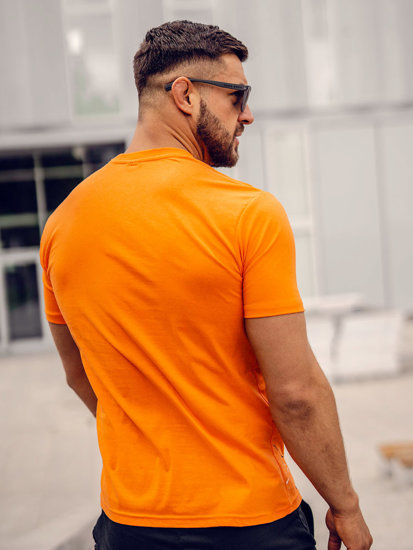 Bolf Herren Baumwoll T-Shirt mit Motiv Orange  14728