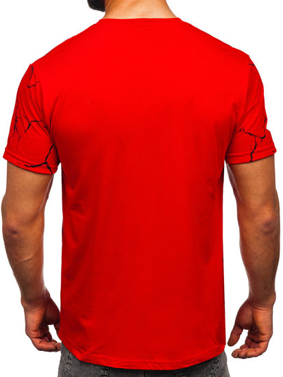 Bolf Herren Baumwoll T-Shirt mit Motiv Rot  14717