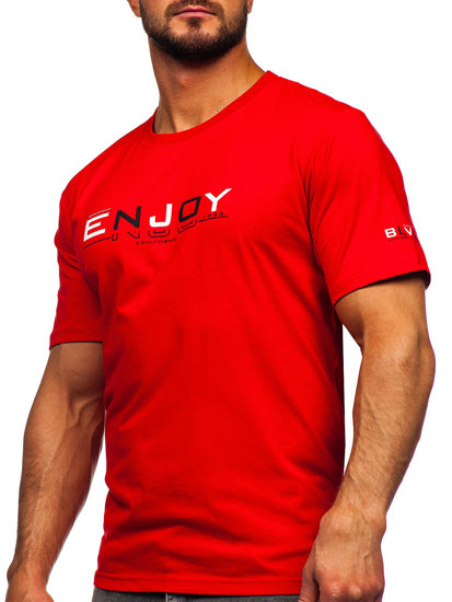 Bolf Herren Baumwoll T-Shirt mit Motiv Rot  14739