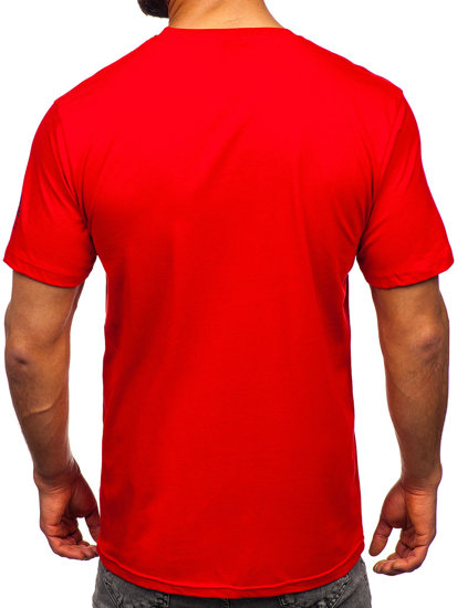 Bolf Herren Baumwoll T-Shirt mit Motiv Rot  14784