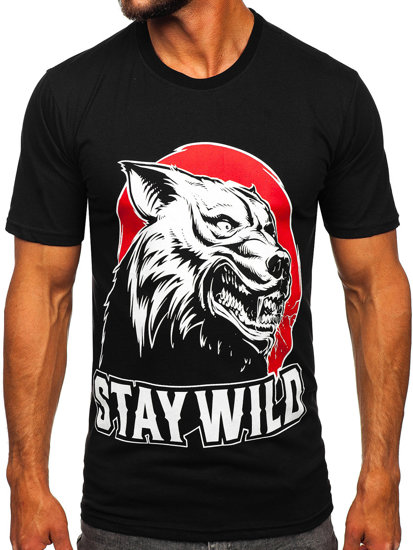 Bolf Herren Baumwoll T-Shirt mit Motiv Schwarz  143021