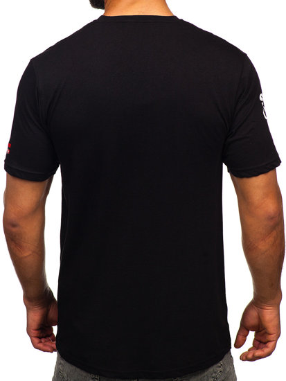 Bolf Herren Baumwoll T-Shirt mit Motiv Schwarz  14709