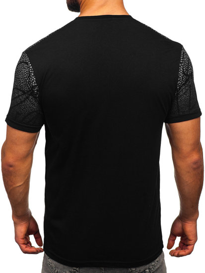 Bolf Herren Baumwoll T-Shirt mit Motiv Schwarz 14710