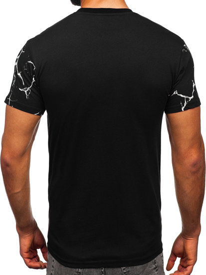 Bolf Herren Baumwoll T-Shirt mit Motiv Schwarz  14717