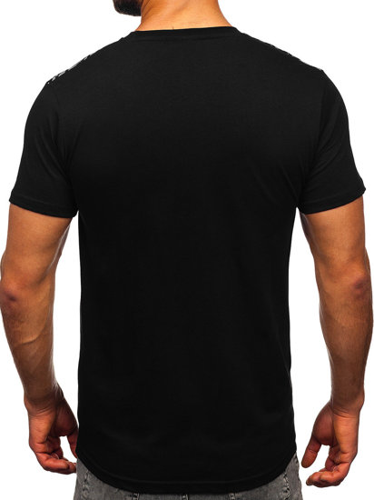 Bolf Herren Baumwoll T-Shirt mit Motiv Schwarz  14720