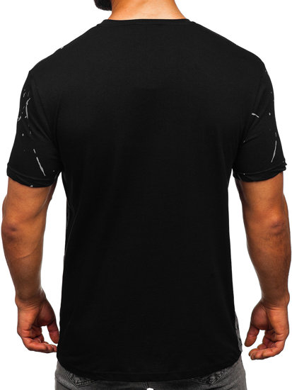 Bolf Herren Baumwoll T-Shirt mit Motiv Schwarz 14730