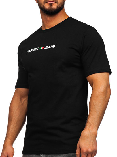 Bolf Herren Baumwoll T-Shirt mit Motiv Schwarz 14761