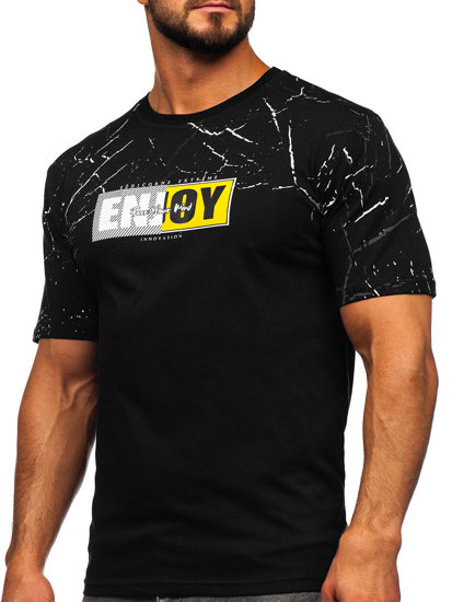 Bolf Herren Baumwoll T-Shirt mit Motiv Schwarz  147737