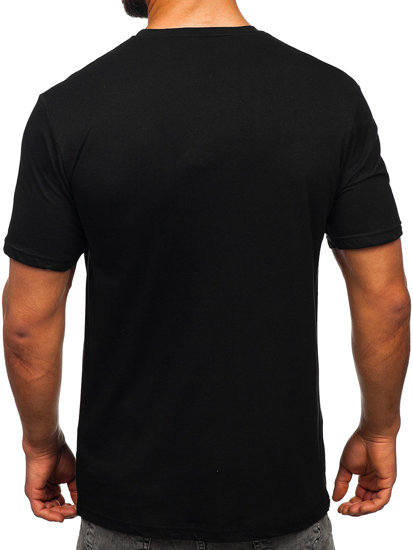 Bolf Herren Baumwoll T-Shirt mit Motiv Schwarz 14782