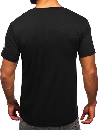 Bolf Herren Baumwoll T-Shirt mit Motiv Schwarz 14784