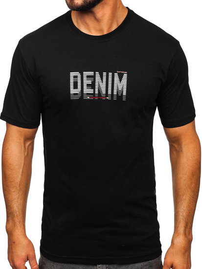 Bolf Herren Baumwoll T-Shirt mit Motiv Schwarz  14787