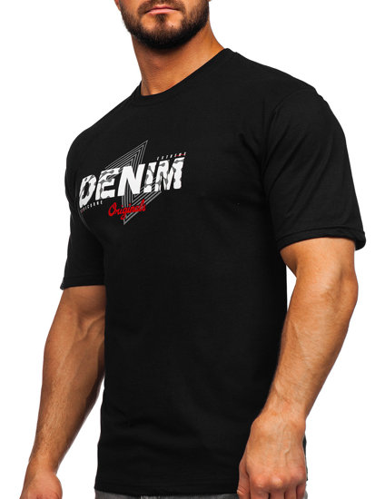 Bolf Herren Baumwoll T-Shirt mit Motiv Schwarz 14791