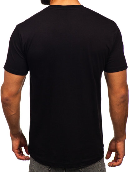 Bolf Herren Baumwoll T-Shirt mit Motiv Schwarz  14800