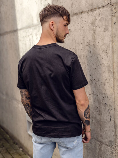 Bolf Herren Baumwoll T-Shirt mit Motiv Schwarz  14800A