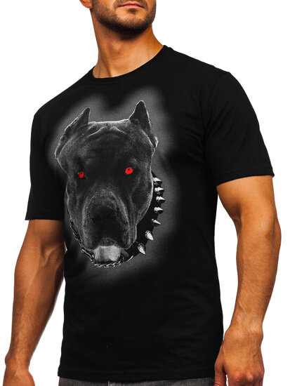 Bolf Herren Baumwoll T-Shirt mit Motiv Schwarz  5066