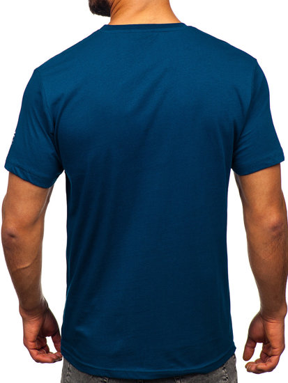 Bolf Herren Baumwoll T-Shirt mit Motiv Schwarzblau  14784