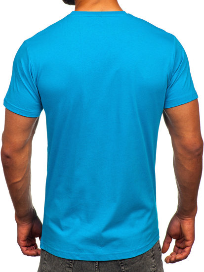 Bolf Herren Baumwoll T-Shirt mit Motiv Türkis  143001