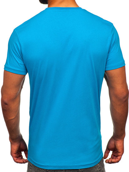 Bolf Herren Baumwoll T-Shirt mit Motiv Türkis  14794