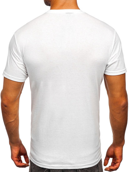 Bolf Herren Baumwoll T-Shirt mit Motiv Weiß  0404T