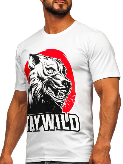 Bolf Herren Baumwoll T-Shirt mit Motiv Weiß  143021