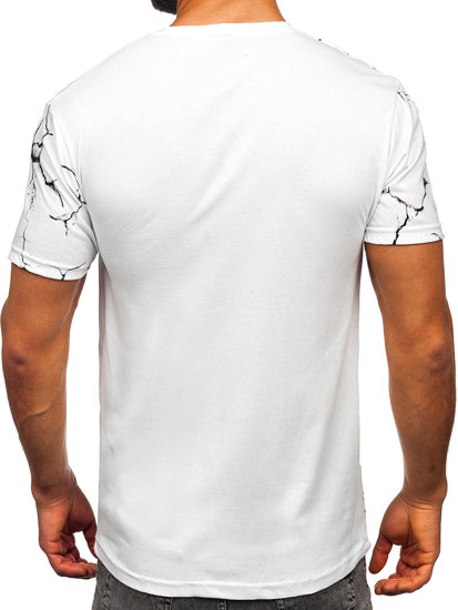 Bolf Herren Baumwoll T-Shirt mit Motiv Weiß  14717