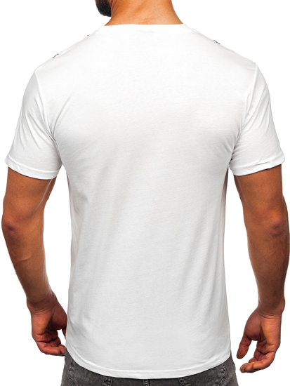 Bolf Herren Baumwoll T-Shirt mit Motiv Weiß  14728