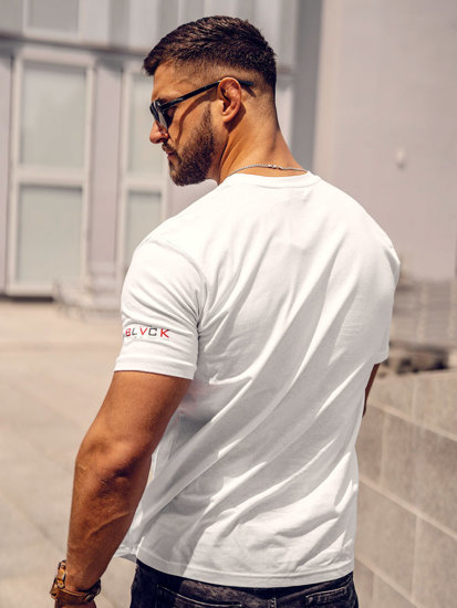 Bolf Herren Baumwoll T-Shirt mit Motiv Weiß  14739A