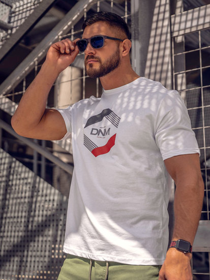 Bolf Herren Baumwoll T-Shirt mit Motiv Weiß 14741A