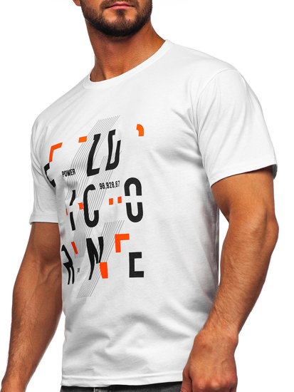 Bolf Herren Baumwoll T-Shirt mit Motiv Weiß 14752