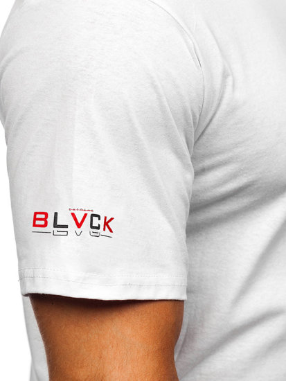 Bolf Herren Baumwoll T-Shirt mit Motiv Weiß  14773