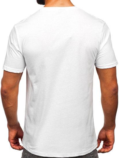 Bolf Herren Baumwoll T-Shirt mit Motiv Weiß  14780