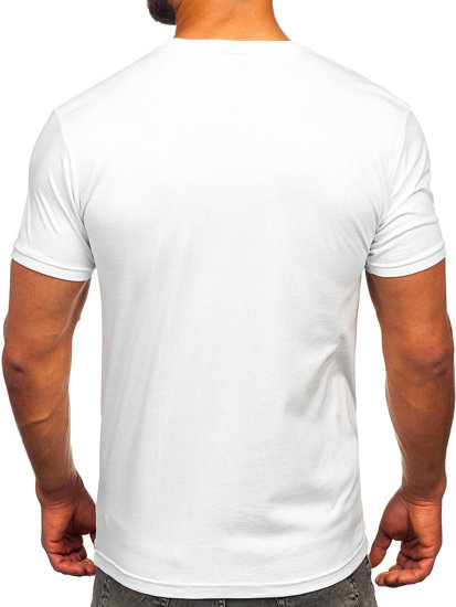 Bolf Herren Baumwoll T-Shirt mit Motiv Weiß  14794