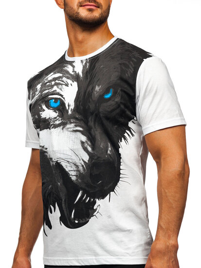 Bolf Herren Baumwoll T-Shirt mit Motiv Weiß  5041