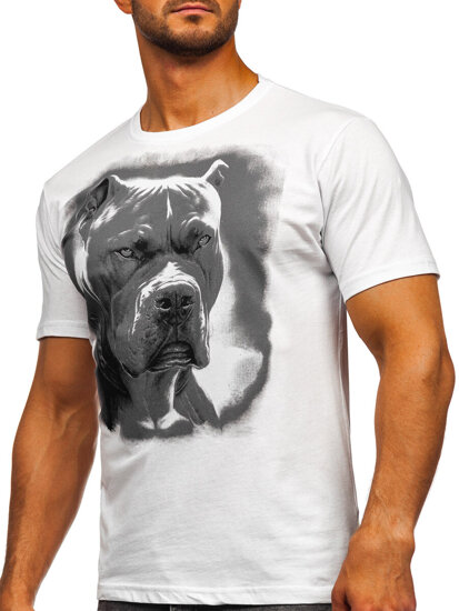 Bolf Herren Baumwoll T-Shirt mit Motiv Weiß 5067