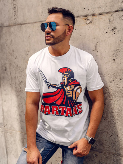 Bolf Herren Baumwoll T-Shirt mit Print Weiß 143017A