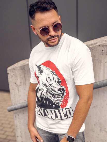 Bolf Herren Baumwoll T-Shirt mit Print Weiß 143021A