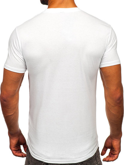 Bolf Herren Baumwoll T-Shirt mit Tasche Weiß  14507