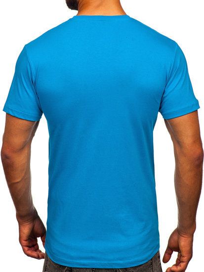 Bolf Herren Baumwoll T-Shirt mit Türkis  14701