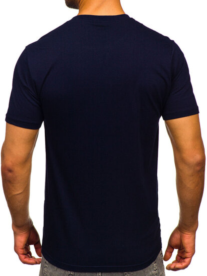 Bolf Herren Baumwoll T-Shirts mit Motiv Dunkelblau 5052