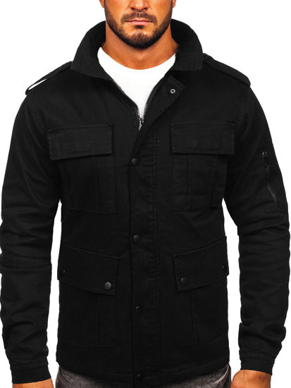 Bolf Herren Baumwoll Übergangsjacke Schwarz  10290