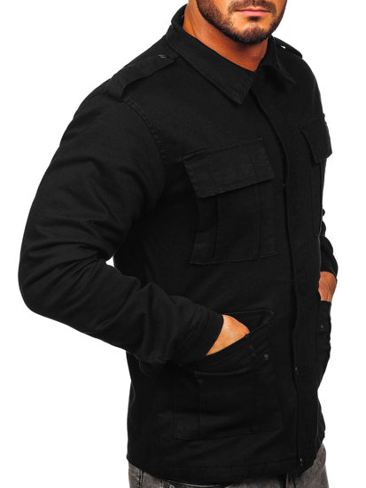 Bolf Herren Baumwoll Übergangsjacke Schwarz  10290