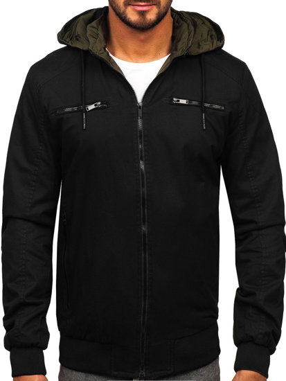 Bolf Herren Baumwoll Übergangsjacke Schwarz  84M3010