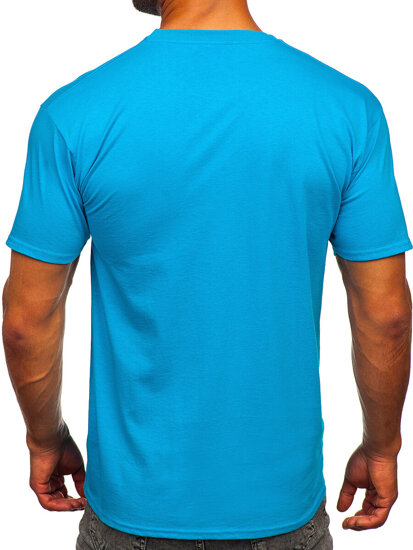 Bolf Herren Baumwoll Uni T-Shirt Blau B459