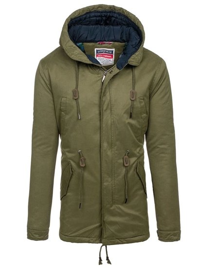 Bolf Herren Baumwoll Winterjacke Parka Grün 1793