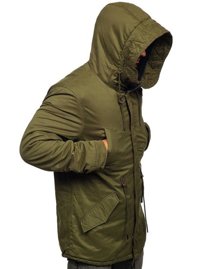 Bolf Herren Baumwoll Winterjacke Parka Grün 1793