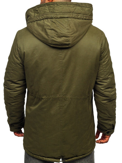 Bolf Herren Baumwoll Winterjacke Parka Grün 1793